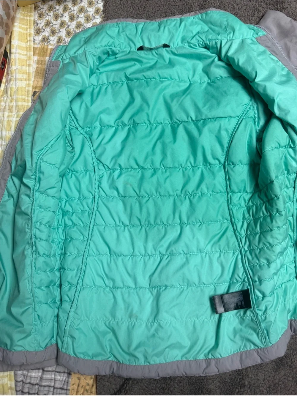 The North Face girls Grey Quilted Insulated Jacket